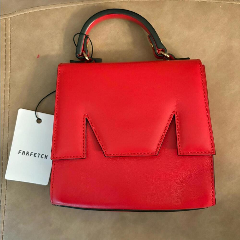 MSGM red mini M logo handbag purse bold small